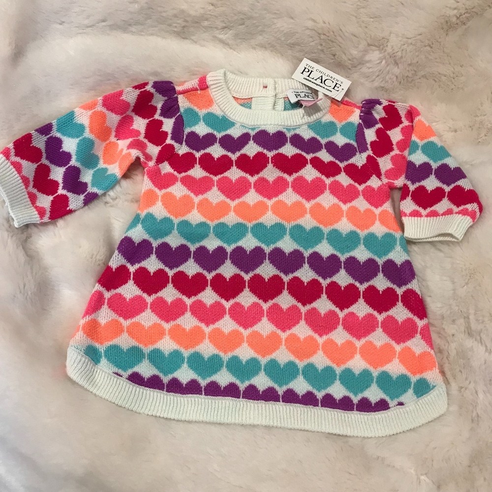 Children's Place Rainbow Hearts Sweater Dress